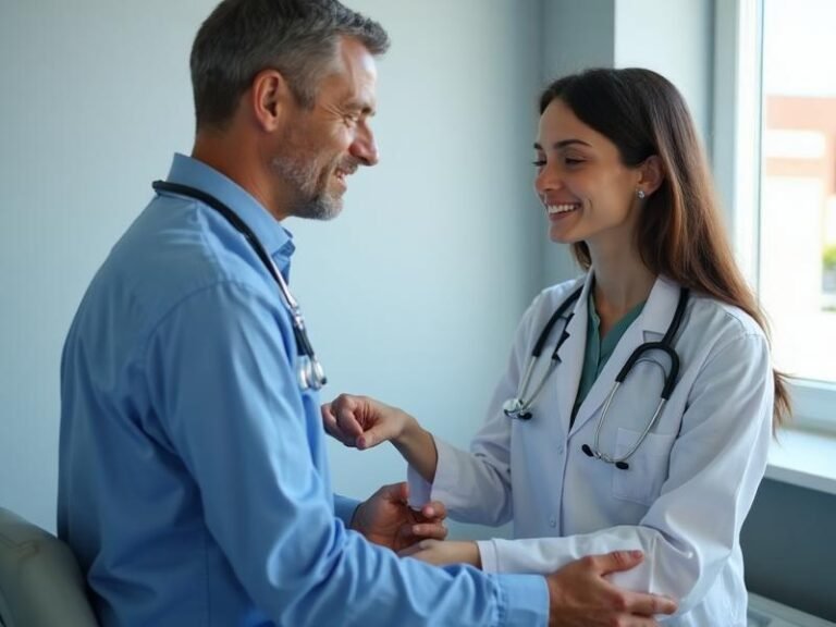 Doctor talking with a patient during a dizziness consultation
