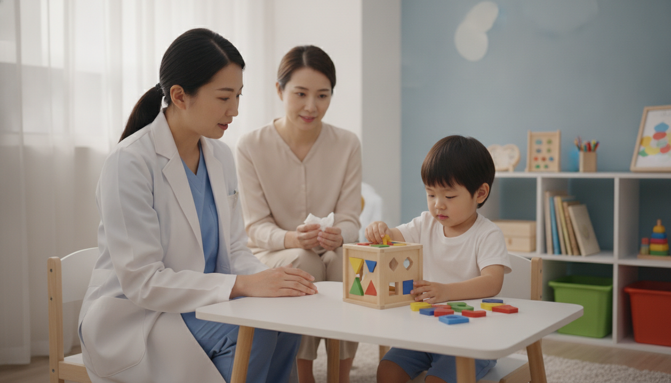 A pediatrician evaluating a child's developmental milestones