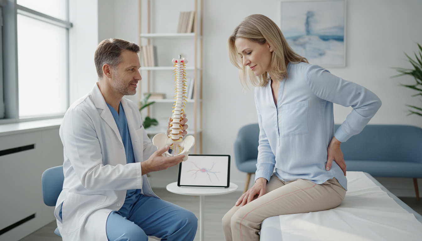 Patient seeking treatment for sciatic nerve pain during a medical consultation